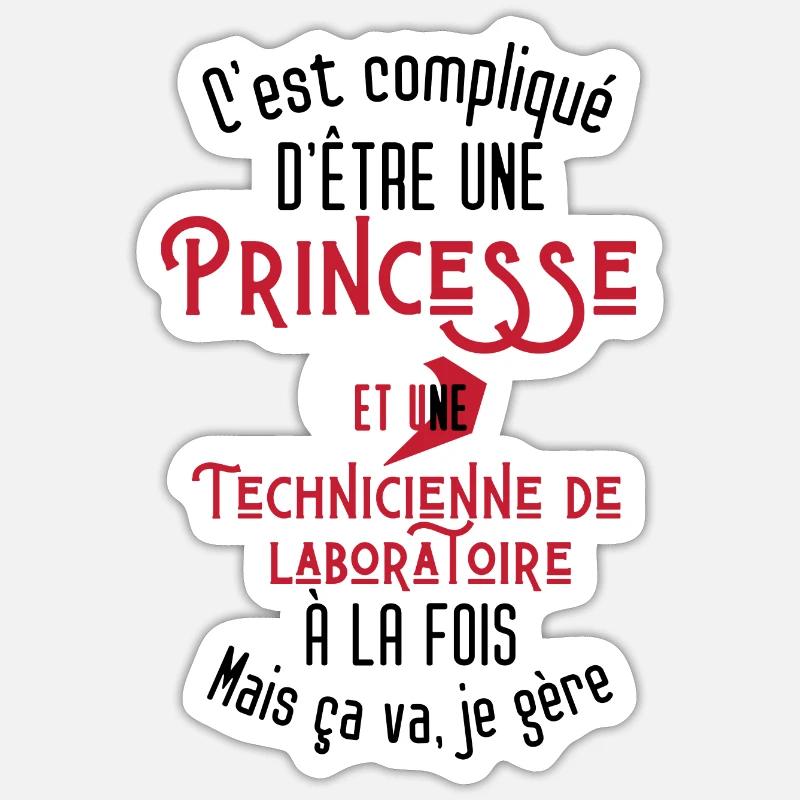 C'est compliqué d'être Princesse Technicienne - Sticker taille S (10 x 10 cm) - blanc mat