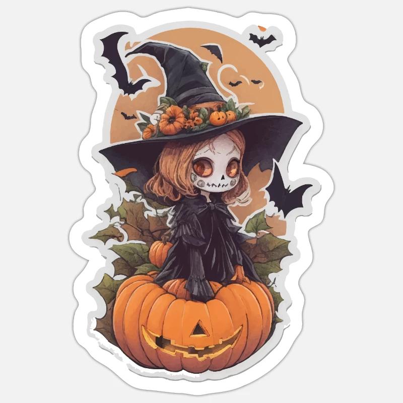 Helloween Pumpkin Witch Sticker size S (10 x 10 cm)