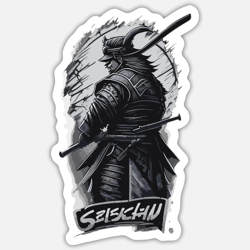 Schwarzer Samurai Sticker Größe S (10 x 10 cm)