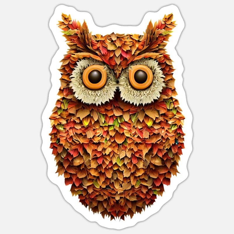 Herbsteule - Sticker Größe S (10 x 10 cm) - Mattweiß