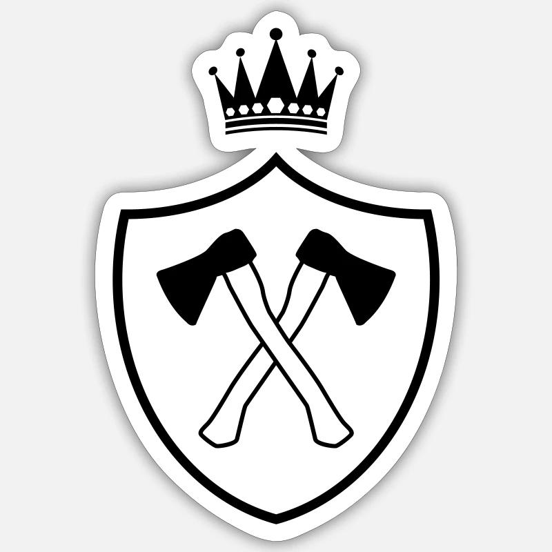 äxte axt wappen - Sticker Größe S (10 x 10 cm) - Mattweiß