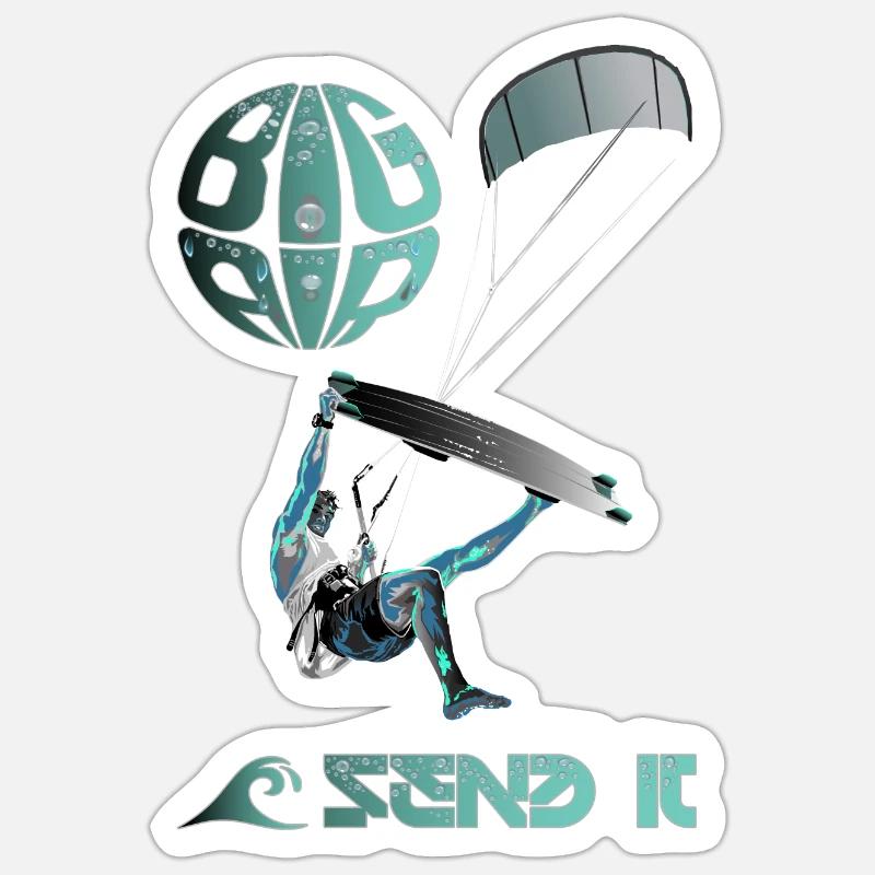Kiter SEND IT - Sticker Größe S (10 x 10 cm) - Mattweiß