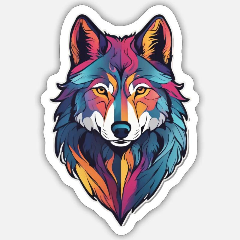 Wolf - Sticker Größe S (10 x 10 cm) - Mattweiß