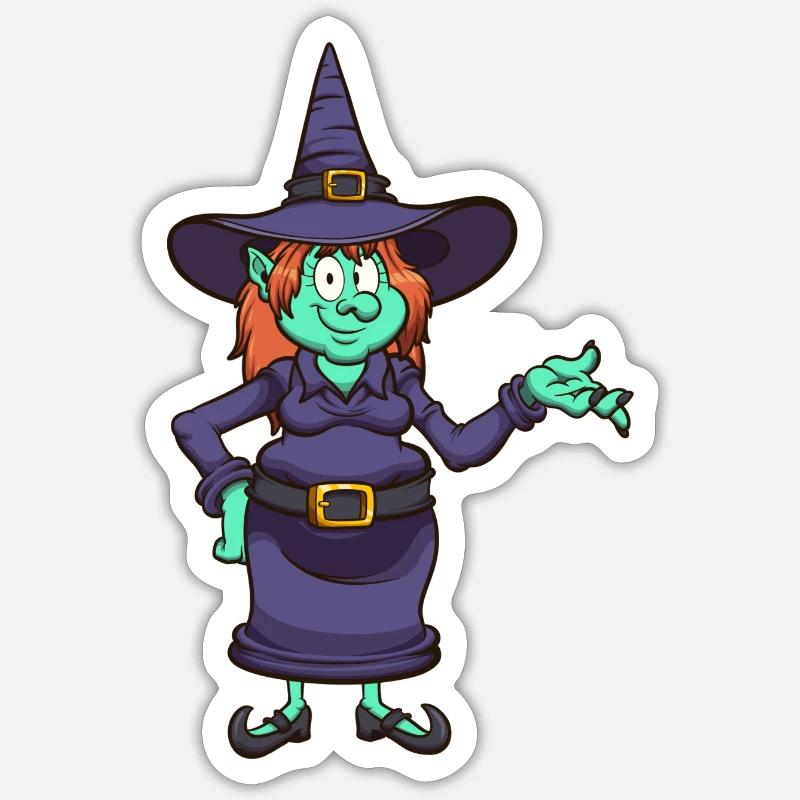 Sorcière mignonne - Sticker taille S (10 x 10 cm) - blanc mat