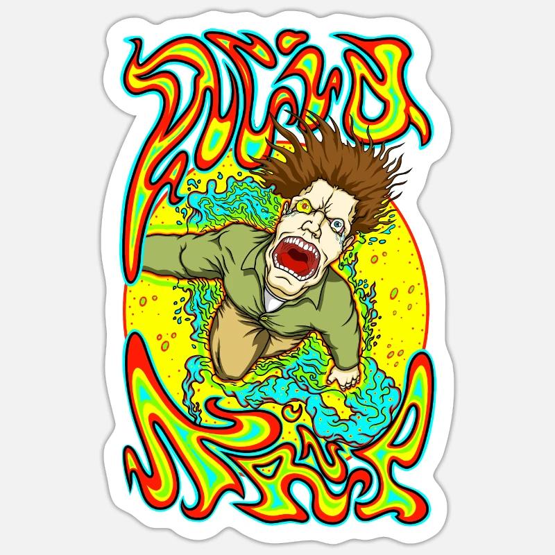 Trip acide - Sticker taille S (10 x 10 cm) - blanc mat