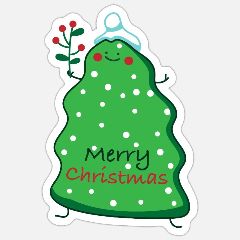 Sapin de Noël - Sticker taille S (10 x 10 cm) - blanc mat