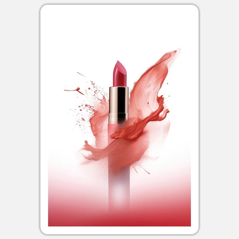 Lippenstift - Sticker Größe S (10 x 10 cm) - Mattweiß
