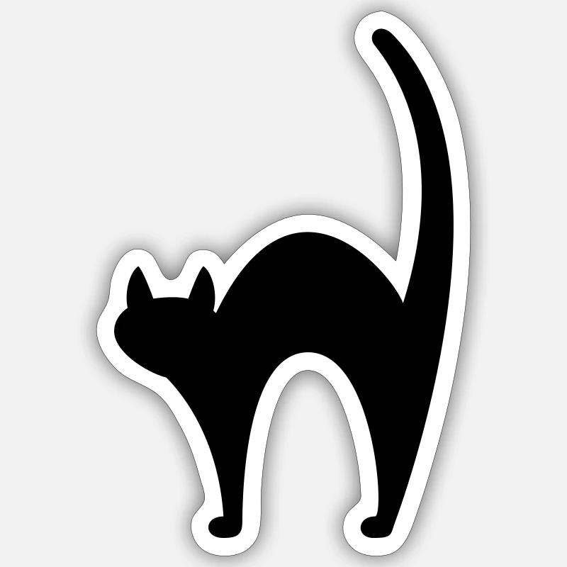 Schwarze Katze - Sticker Größe S (10 x 10 cm) - Mattweiß