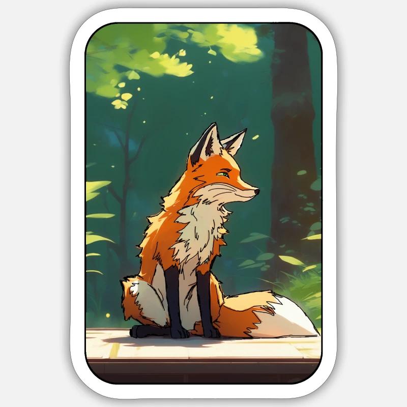 Fuchs im Wald Sticker Größe S (10 x 10 cm)