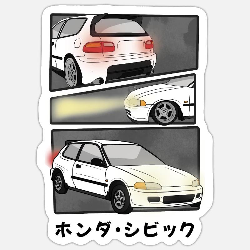 ARCTIC WHITE CAR COMIC / HATCHBACK - Sticker Größe S (10 x 10 cm) - Mattweiß