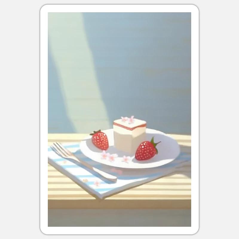 Kuchen Illustration - Sticker Größe S (10 x 10 cm) - Mattweiß
