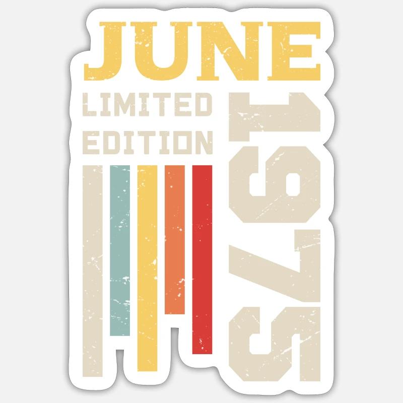 Juni 1975 - Geburtstagsgeschenk Juni 1975 Juni - Sticker Größe S (10 x 10 cm) - Mattweiß