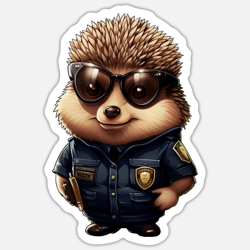 Igel Polizei Sticker Größe S (10 x 10 cm)