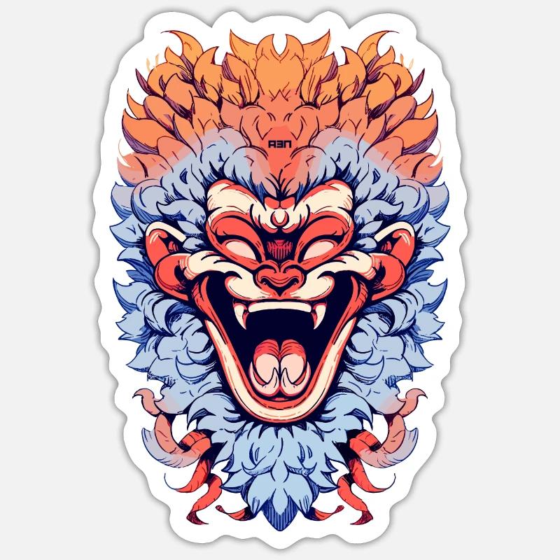 Happy Monkey God - Sticker Größe S (10 x 10 cm) - Mattweiß