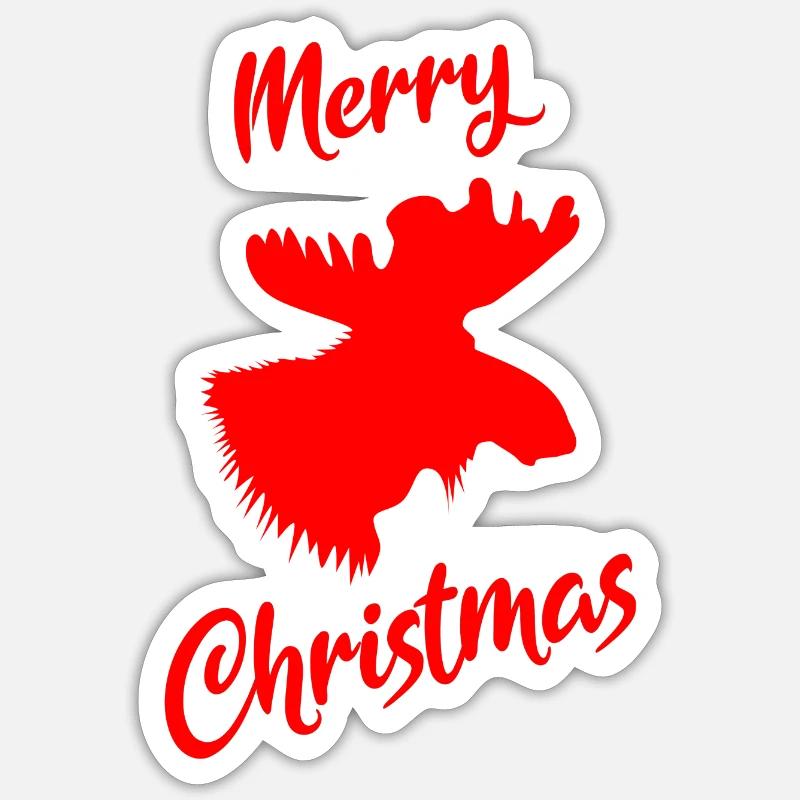 Noël de l’orignal - Sticker taille S (10 x 10 cm) - blanc mat