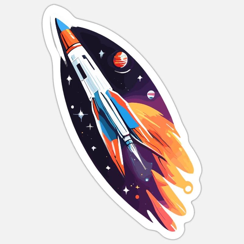 Fliegende Rackete Sticker Größe S (10 x 10 cm)