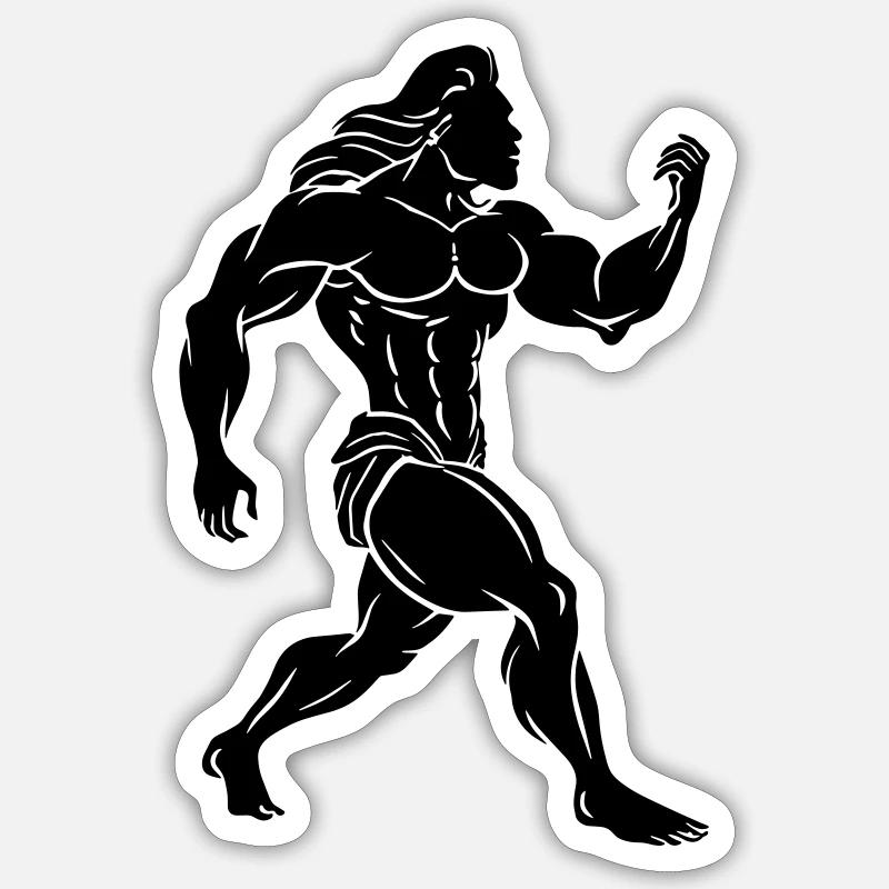 Hübscher Kerl, fast nackter griechischer Held Sticker Größe S (10 x 10 cm)