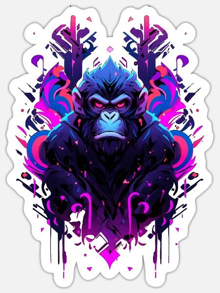 mera street art monkey nine - Sticker Größe S (10 x 10 cm) - Mattweiß