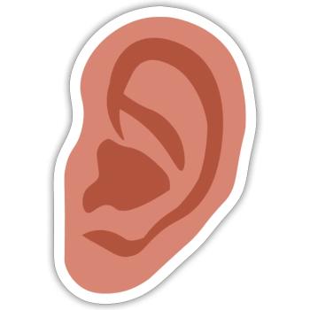 Großes Ohr - Sticker Größe S (10 x 10 cm) - Mattweiß - Vorne