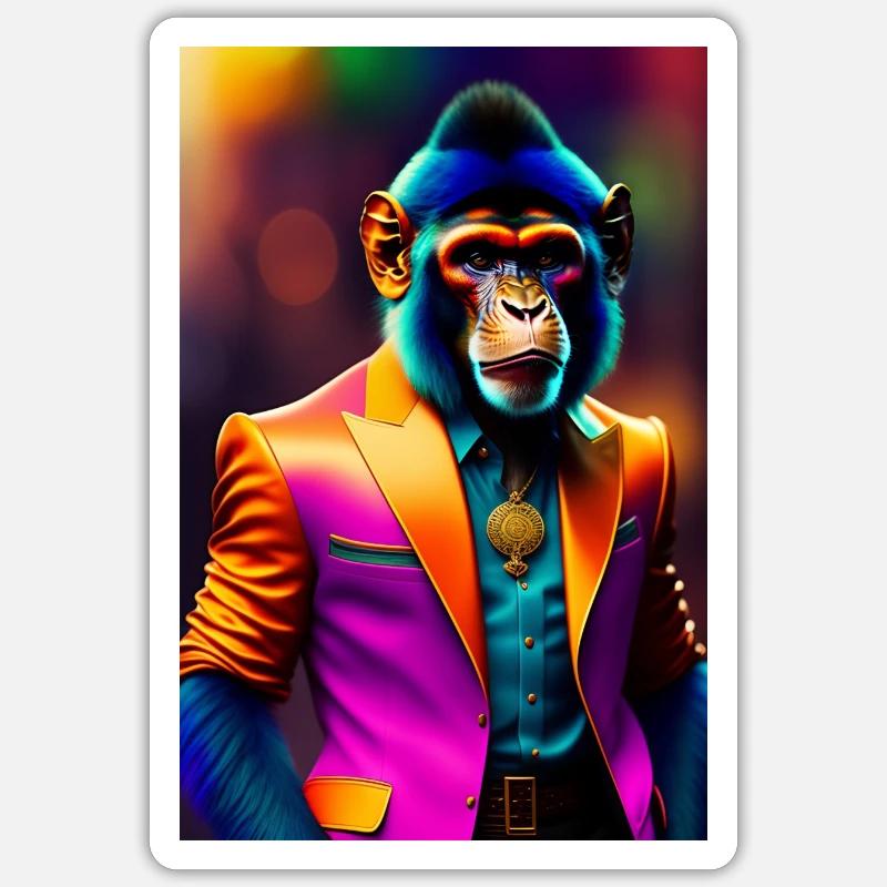 Tanz Affe - Sticker Größe S (10 x 10 cm) - Mattweiß