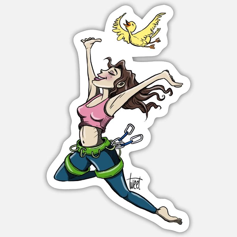 Grimpeur volant avec oiseau - Sticker taille S (10 x 10 cm) - blanc mat