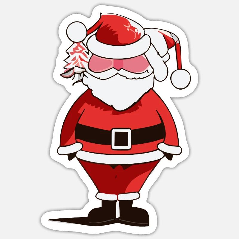 Crazy Weihnachtsmann Sticker Größe S (10 x 10 cm)
