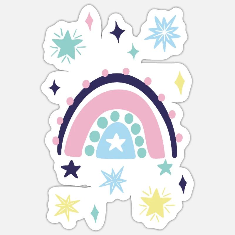 Arc arc-en-ciel étoile pastel - Sticker taille S (10 x 10 cm) - blanc mat
