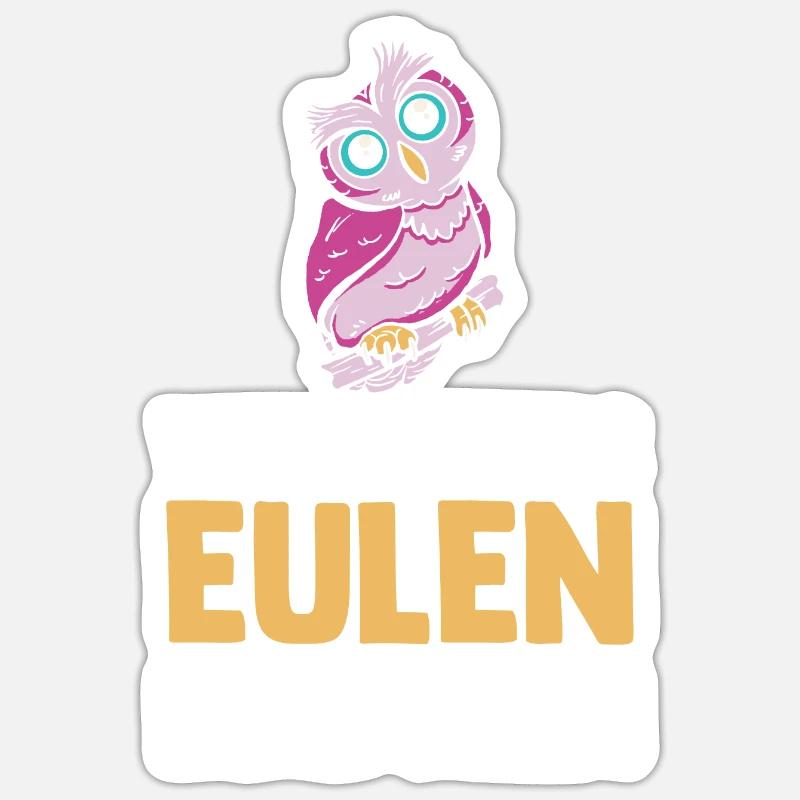 Eulen - Sticker Größe S (10 x 10 cm) - Mattweiß