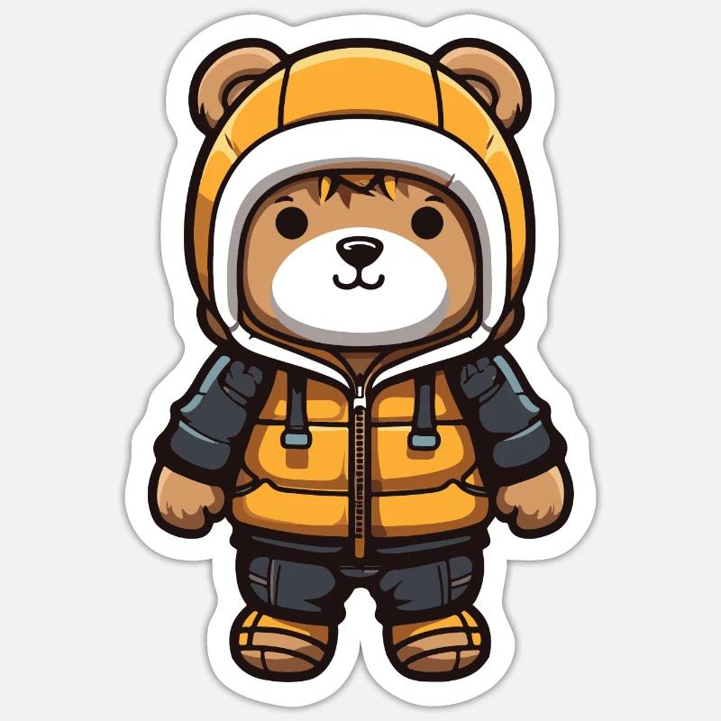Bär Comic Winter - Sticker Größe S (10 x 10 cm) - Mattweiß