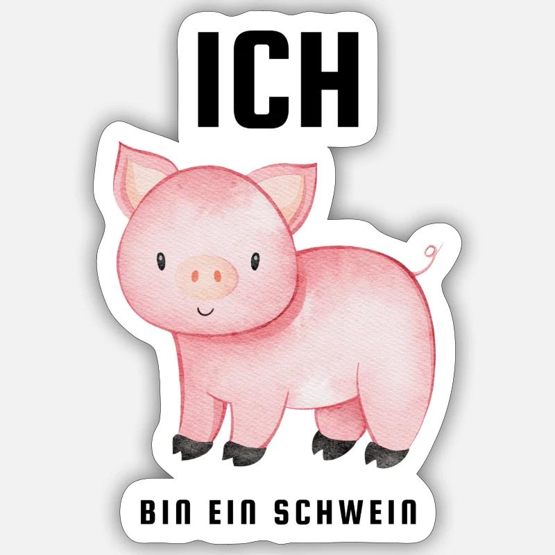 Ich bin ein Schwein - Sticker Größe S (10 x 10 cm) - Mattweiß