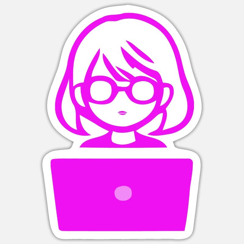 Woman with Computer Programmer Coder Sticker size S (10 x 10 cm)
