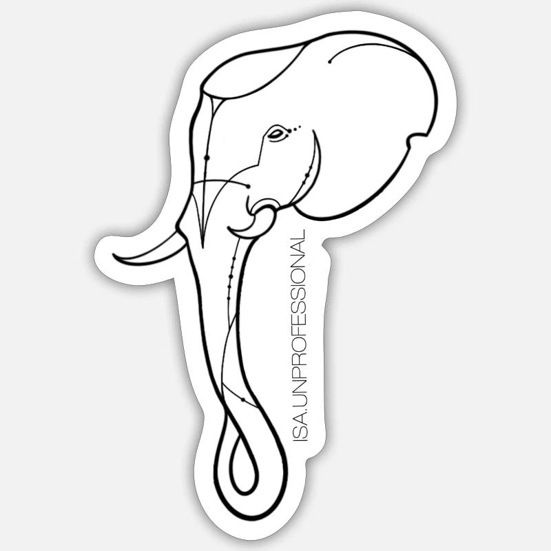 Elephant par Isa.unprofessional - Sticker taille S (10 x 10 cm) - blanc mat