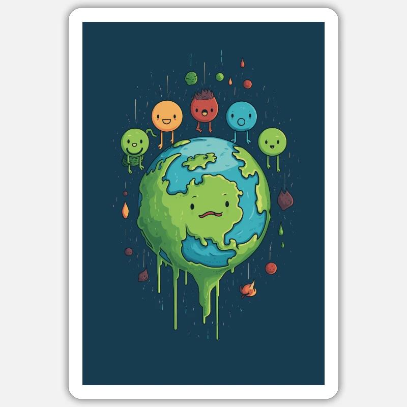 Conservation Doux Changement Climatique Conception Planète Terre - Sticker taille S (10 x 10 cm) - blanc mat