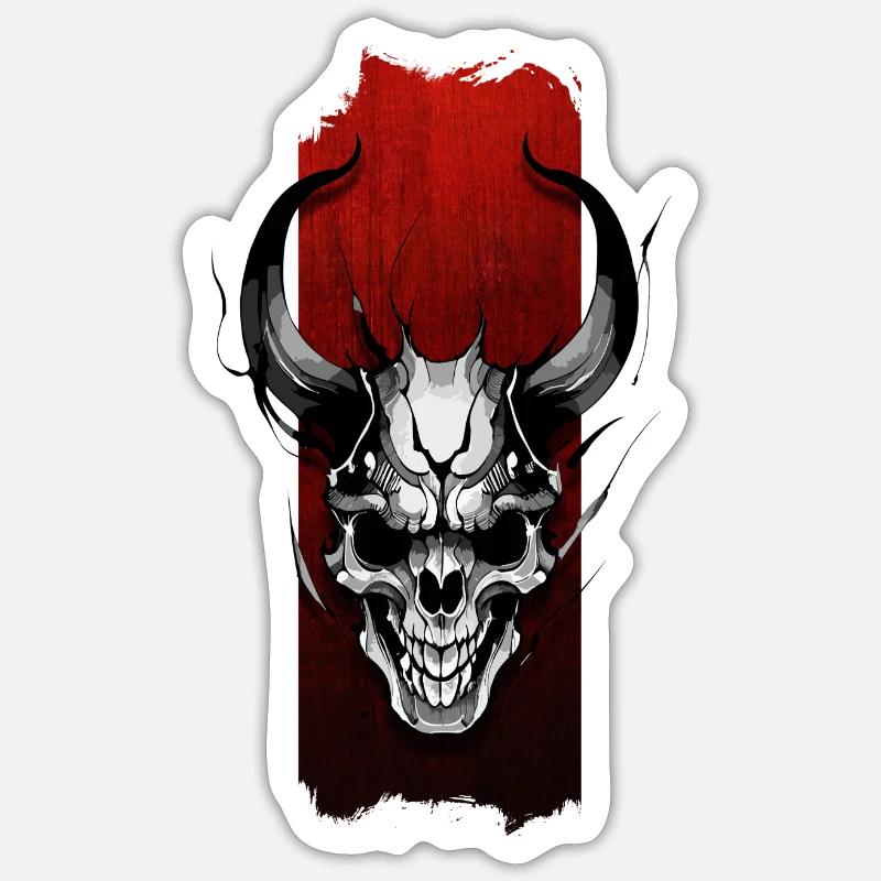 Veillée éternelle : Crâne cornu Sticker taille S (10 x 10 cm)