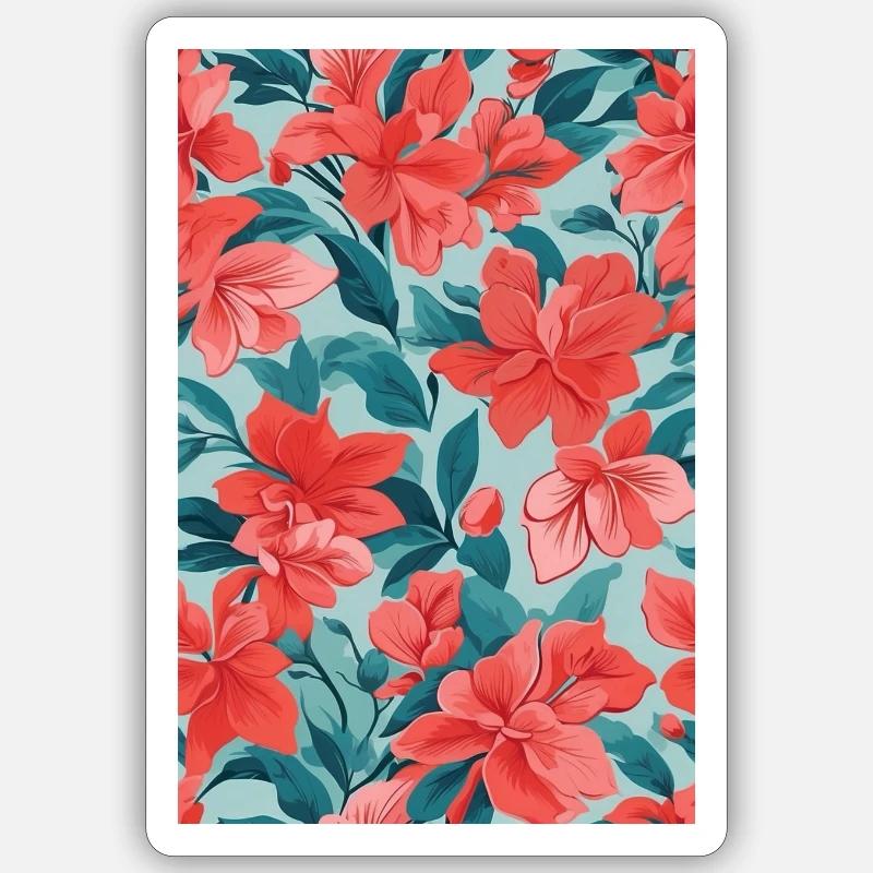Wunderschöne rote Blumen - Sticker Größe S (10 x 10 cm) - Mattweiß