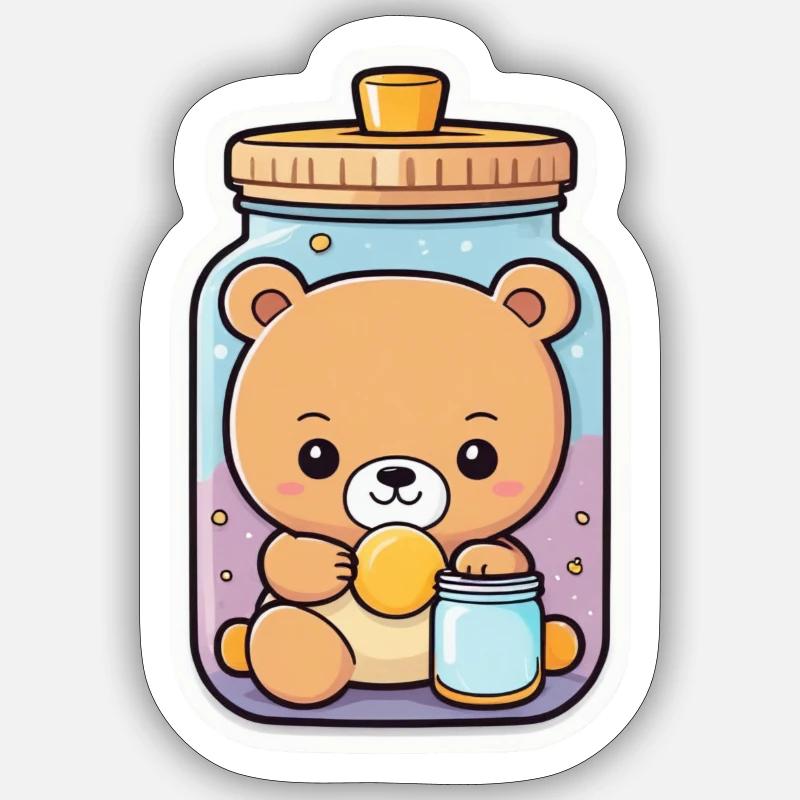Ours mignon dans un bocal Sticker taille S (10 x 10 cm)