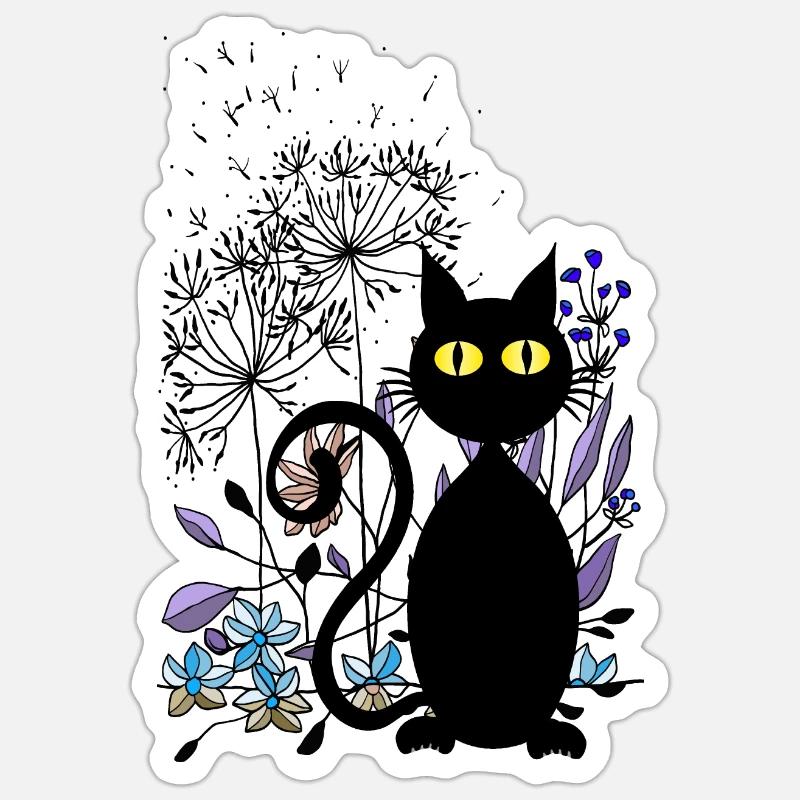 Chat - Sticker taille S (10 x 10 cm) - blanc mat