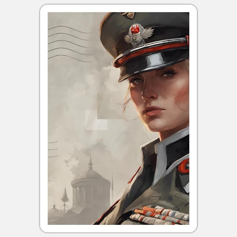 Commandant Red - Sticker taille S (10 x 10 cm) - blanc mat