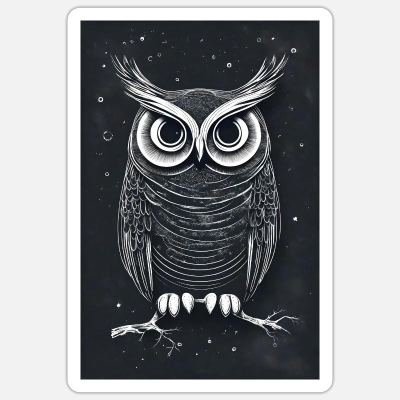 Eule - Sticker Größe S (10 x 10 cm) - Mattweiß