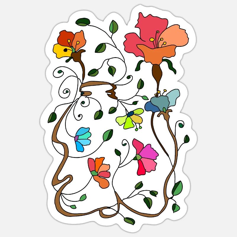 Fleur - Sticker taille S (10 x 10 cm) - blanc mat