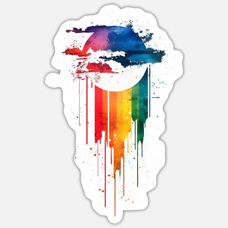 Subtil et cool Dripping Pride drapeau arc en ciel Design - Sticker taille S (10 x 10 cm) - blanc mat