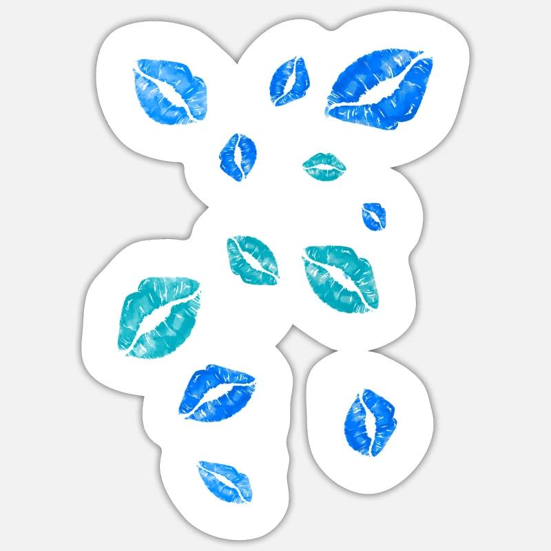 baiser bouche, bleu, baisers, baiser Sticker taille S (10 x 10 cm)