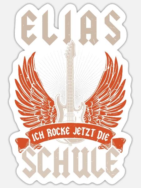 Schulkind Elias Ich Rocke Jetzt Die Einschulung - Sticker Größe S (10 x 10 cm) - Mattweiß
