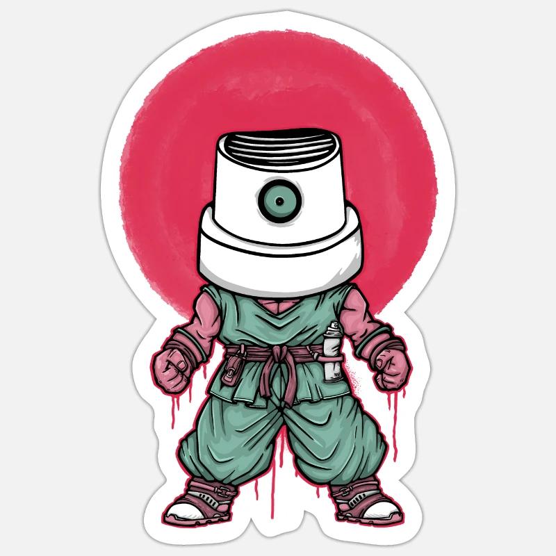 Goku Graffiti - Sticker Größe S (10 x 10 cm) - Mattweiß