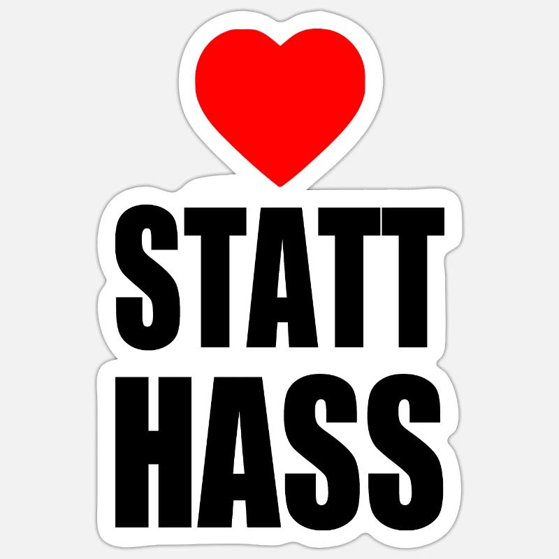 Herz statt hass - Sticker Größe S (10 x 10 cm) - Mattweiß