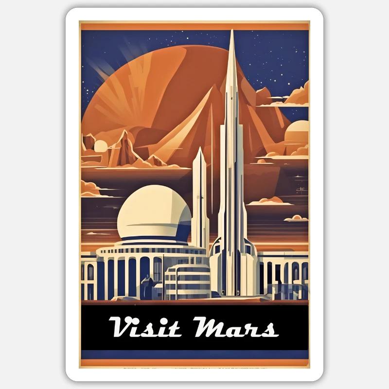 Visit Mars Poster Sticker size S (10 x 10 cm)