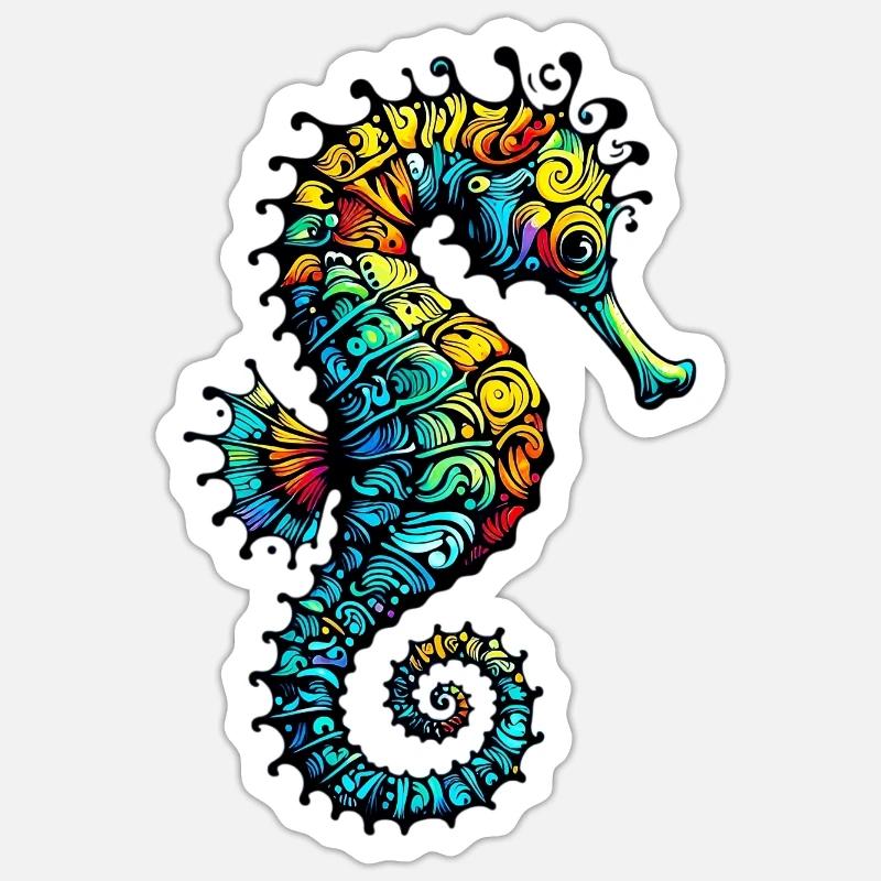 Seepferdchen - Sticker Größe S (10 x 10 cm) - Mattweiß