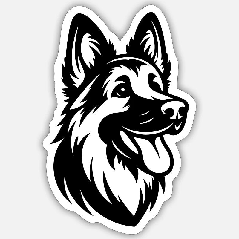 German Shepherd Drawing Head Sticker size S (10 x 10 cm)
