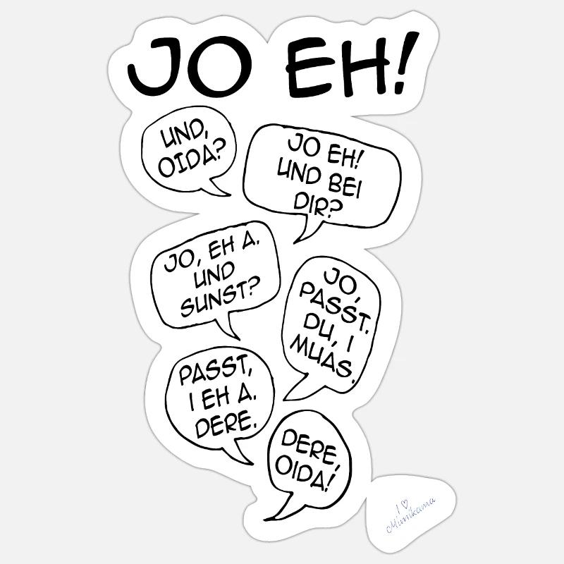 Mimikama "Ja eh" + "Oida" - Sticker Größe S (10 x 10 cm) - Mattweiß