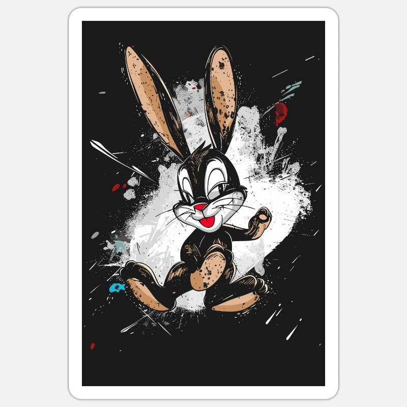 L’humble lapin de Pâques - Sticker taille S (10 x 10 cm) - blanc mat